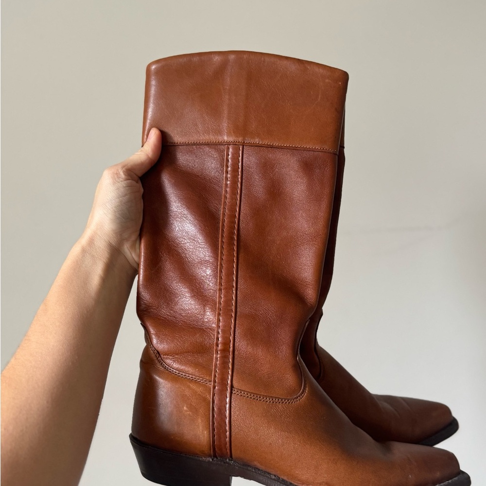 Brown Leather Knee-High Boots